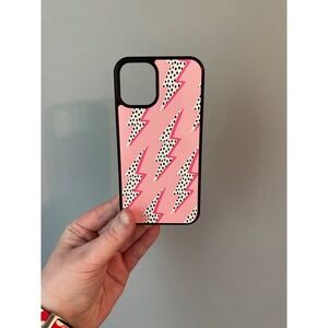 iPhone Case 12 Mini Pink Lightning Bolt Polka Dot Graphic Bumper Case